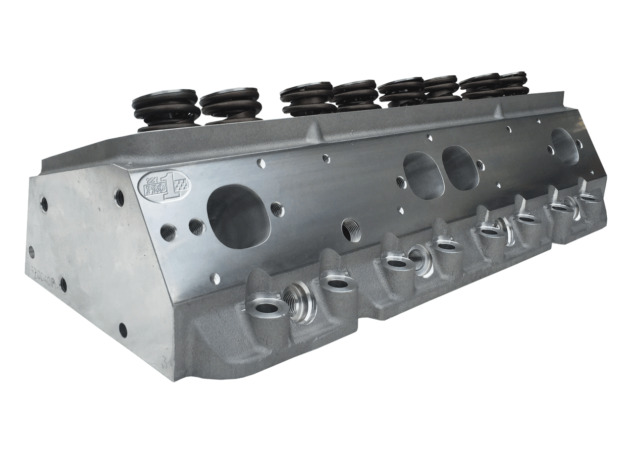 Dart 11971143P Cylinder Heads Aluminum Small Block Chevy Pro1 227cc 66cc 2.080" x 1.600" Straight Plug, Assembly w/ 1.550" Dual Springs for Roller Lifters CNC Ported