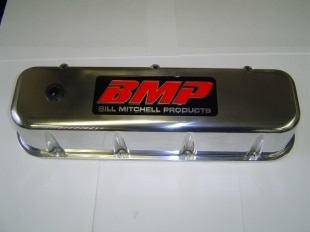 Bill Mitchell Products 70930BMP - Valve Covers Chevy Big Block Diecast Polished Tall BMP Logo