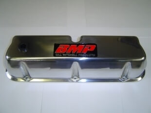 Bill Mitchell Products 70950BMP - Valve Covers Ford Small Block Die Cast Polished Tall BMP Logo