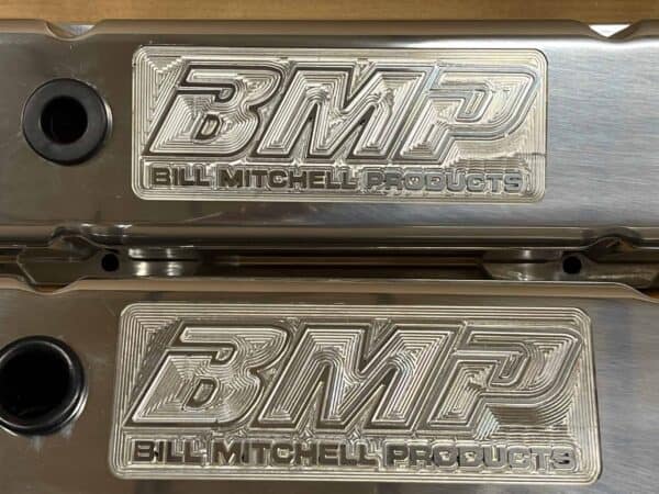 Bill Mitchell Products 70900BMP - Valve Covers Chevy Small Block Diecast polished Tall BMP Logo